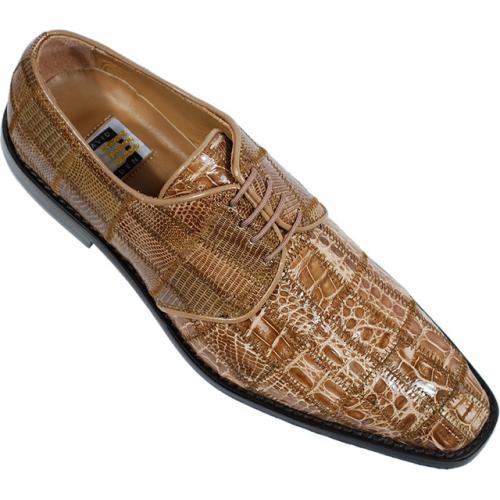 David Eden "Dawson" Taupe Genuine Crocodile / Lizard Patchwork Shoes